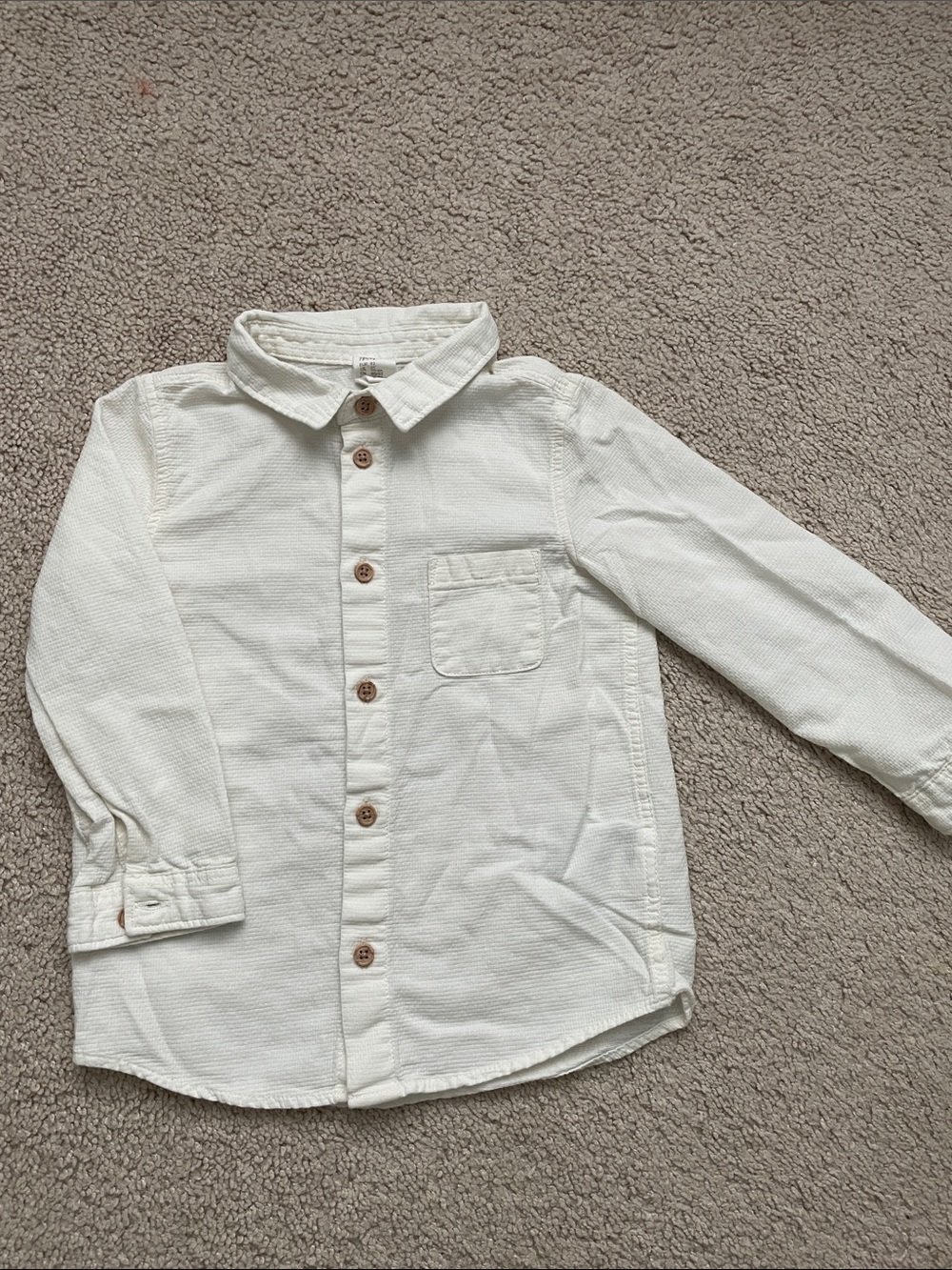 H&M Cream Long-Sleeve Button-Down Shirt for Kids